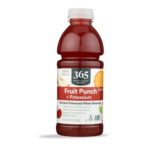 5 x 365 by Whole Foods Market, Nutrient Enhanced Water, Fruit Punch with Potassium, 20 Fl Oz (EXP 01/13/27)
