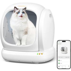 MeoWant Self Cleaning Cat Litter Box, Open-Top Automatic Cat Litter Box with Safety Protection, App Control, Odor-Free, 75L Large Space for Multiple Cats