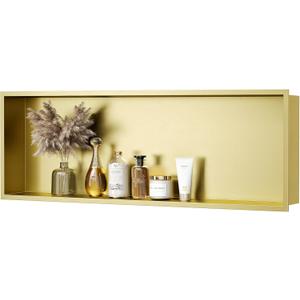 Neodrain Shower Niche, Insert Bathroom Storage Shower Shelf, Stainless Steel Recessed Wall Niche No Tiled Recessed Cabinet Waterproof for Shower Storage(Gold,36"x12")