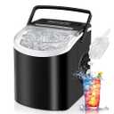 HAILANG Countertop Ice Maker, Portable Ice Machine with Handle, Self-Cleaning, 26lbs in 24Hrs, 2 Sizes Bullet Shaped Ice, 9 Ice Cubes in 6 Mins with Scoop and Basket for Home/Kitchen/Office/Bar