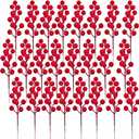 24 Pcs Artificial Red Berry Stems,7.9 Inch Christmas Berries Picks for DIY Crafts, Christmas Tree, Wreath, Berry Branch for Wedding Home and Party Decor