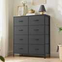 Sweetcrispy Dresser for Bedroom, Fabric Dresser with 8 Drawers, Chest of Drawers for Closet, Living Room, Sturdy Steel Frame, Wooden Top, Easy Pull Handle, Ash, 31.5"D x 11.8"W x 36.4"H