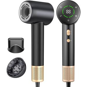 High Speed Hair Dryer, Professional Ionic Hairdryer with Brushless Motor for Fast Drying, Thermo-Control Quiet Hair Blow Dryer with Magnetic Diffuser for Women & Men, Home, Salon, Travel