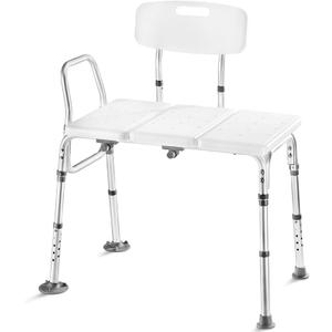 Medical King Transfer Bench MK7140 - Bathtub Shower Chair, Adjustable Height, Holds Up to 400 Lbs, White, Plastic