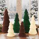 Thyle 4 Piece Brown Christmas Ornaments Velvet Christmas Tree, Cone-Shaped Indoor Xmas Decoration Centerpieces for Table Shelves, Living Room Home, Cabinet Mantel Decorations