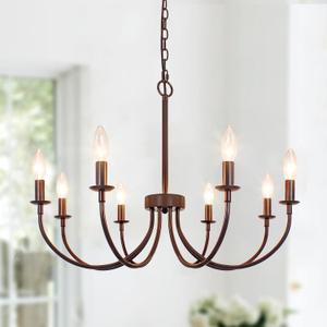 8-Light Farmhouse Chandelier for Dining Room Lighting Fixtures Hanging, Oil Rubbed Bronze Candle Chandelier Rustic Industrial Modern Chandelier for Living Room, Bedroom, Foyer