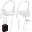 Wired Over Ear Earbuds with Microphone Ear Hook,3.5mm Sport Headphones Wired for Laptop/iPad/iPod/3.5mm Plug Cellphone,Earphones Noise Cancelling Headset for Chromebook/Switch/Galaxy/MP3 Running,White