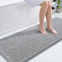 OLANLY Bathroom Rugs 59x24, Extra Soft Absorbent Chenille Bath Rugs, Rubber Backing Quick Dry, Machine Washable Bath Mats for Bathroom Floor, Tub and Shower, Home Decor Accessories, Light Grey