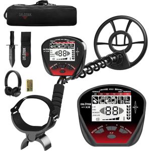 DR.TEK Metal Detector for Adults Professional, Pinpoint Metal Detector Waterproof Gold and Silver, Higher Accuracy, Bigger LCD Display, Strong Memory Mode, 10" IP68 Coil, New Advanced DSP Chip (Red) DR.TEK Metal Detector for Adults Professional, Pinpoint Metal Detector Waterproof Gold and Silver, Higher Accuracy, Bigger LCD Display, Strong Memory Mode, 10" IP68 Coil, New Advanced DSP Chip (Red)