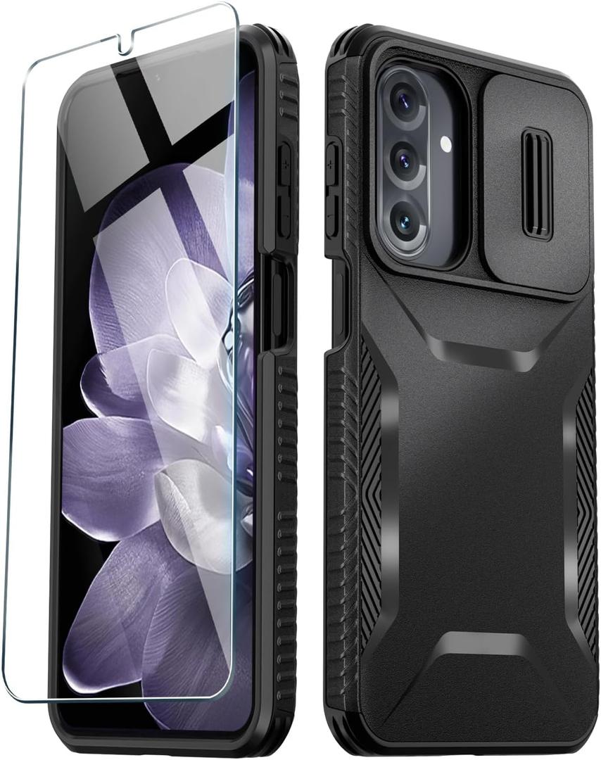 Compatible with Samsung Galaxy A17 5G/A26 5G with Slide Camera Cover+Screen Protector,Military Grade Drop Protection,Heavy Duty Rugged Shockproof Protective Phone Cover,2025 Black