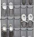 Over the Door Shoe Organizers 35 Mesh Pockets Hanging Shoe Organizer Shoe Rack for Closet Entryway Bedroom Bathroom Pantry Shoe Holder for Sneakers, High Heeled Shoes, Flip Flops (Gray 67.7” × 26.4”)