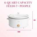 Paris Hilton 6-Quart Manual Slow Cooker, Naturally Nonstick Stoneware Ceramic Insert, Three Settings (Low, High, Warm), Dishwasher Safe Family Size Slow Cooker, White