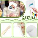 50 Piece Church Handheld Fan DIY Set, Includes Wooden Wavy Handles Craft Sticks, Blank Cardstock Paper (Not Printer-Compatible), Double-Sided Tape, Ideal for Crafting, Painting, Hand Decorati