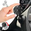 Bling Diamond Car Push Start Button Cover - Cute Accessories for Women Interior, Engine Starter Joystick Decor for Girls, Black
