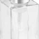 mDesign Glass Refillable Foaming Hand Soap Dispenser Modern Square Pump Bottle for Bathroom Vanities or Kitchen Sink, Countertops - 2 Pack - Clear/Chrome