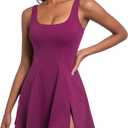 Womens Tennis Dress Built in Shorts Athletic Dress with Pockets for Golf Workout Active,Red,M (M)