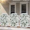 Artificial Flowers for Outdoors 2 Bundles of UV-Resistant Artificial Bougainvillea, Realistic Silk Flowers for Front Porch, Patio, Garden, Window Boxes & Hanging Baskets (White, 2)
