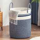 YOUDENOVA Woven Rope Laundry Hamper Basket, 72L Tall Laundry Basket, Baby Nursery Hamper for Blanket Storage in Bedroom-Large-Blue