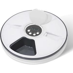 Automatic Cat Feeder, 6 Meal Timed Pet Dispenser Easily Programmable &Easy to Clean, Auto Feeder for Cats/Small Dogs(Black)