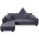 KinCam Sectional Couch Covers L Shape Sofa Covers Super Stretch 2pcs Sofa Slipcovers for 3 + 3 Seaters Sectional Chaise Slipcover with 2pcs Pillow Covers for Pets Kids, Light Grey