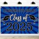Congrats Grad Class of 2025 Backdrop Banner Blue Class of 2025 Banner Backdrop Graduation 2025 Background Sign for Graduation Party Supplies Graduation Decorations 2025 (Blue)