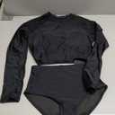 Pinup Fashion Long Sleeve Rash Guard - 2 Piece Swimsuit Bathing Suits with Bottom Swim Top UV UPF 50+ (X-Small, Black)