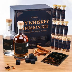 Whiskey Making Kit, Valentine's Day/Father's Day Whiskey Gift Set with 12 Natural Wood Chips & Botanicals, Create Your Own Craft Whiskey Flavors | DIY Whiskey Infusion Kit for Men