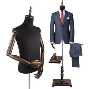 Male Dress Form Torso Male Mannequin Full Body | Height Adjustable 61"~78",Solid Wood Hands with Stand,Detachable Shoe Holder Pants Rack,for Clothing Retail Sewing Shop