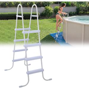 Threlaco 52 Inch Above Ground Pool Ladder 4 Step Steel Frame Swimming Pool Entry Exit Ladder Non Slip Metal Frame Steps, Weight Capacity 300lbs(White)