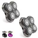 2Pack Pro 4 Shaver Replacement Heads for Skull, Shaver Replacement Blade for Pitbull Gold PRO, Silver PRO, Platinum PRO, Butterfly Kiss PRO Head Shavers, Floating 4 Heads Self-Sharpening Blades