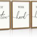 Heiple Motivational Wall Art 11"x14" Framed Wooden Inspirational Office Wall Decor for Men Picture Poster Positive Work Hard Quote Wall Decor for Home Office Bedroom (Brown, 11x14)