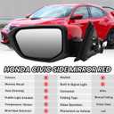Driver Side View Mirror Compatible With 2016 2017 2018 2019 2020 2021 Honda Civic Coupe Sedan Hatchback,Mirror with Power Glass,Non-Heated,Manual Folding(Red)