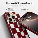 for iPhone 15 Pro Max Case 6.7 Inch, Trendy Checkered Aesthetic Cute Girly Design for Women & Girls, Checkerboard Pattern Phone Case, Slim Fit Silicone Protective Cover, Red and White