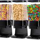 Cereal Dispenser Countertop with Lids, 5L Organization and Storage Containers for Kitchen and Pantry, Rice Dispenser for Food, Cereal, Beans, Nuts, Snack, Oatmeal, Dog Food, Bird Seed, Black, 3Pc