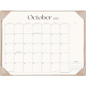 Simplified Desk Calendar 2025-2026 with Desktop Mat, Cabbrix Large Desk Pad Calendar 21" x 16-1/2" Runs From July 2025 to December 2026, Desk Blotter Calendar for Home School and Office (Apricot)