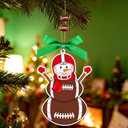 4.3 Inches Snowman Football Christmas Ornament, Wooden Football Snowman Tree Ornament Hanging Decoration for Rearview Mirror, Window, Eaves, Fireplace and Home Holiday Party Decor