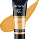 Artecho Yellow Acrylic Paint, Yellow Ochre Paint (120ml / 4.05oz) Tubes, Art Craft Paints for Canvas, Rock, Stone, Wood, Fabric, Art Supplies
