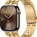 Tasikar Band Compatible with Apple Watch Band 49mm 46mm(Series 11/10) 45mm 44mm 42mm Men Women Strap Stainless Steel Metal Bracelet Compatible with iWatch SE Series 11 10 9 8 7 6 5 4 3, Gold