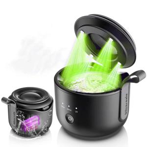 Rechargeable Dental Ultrasonic Cleaner, 180ML Denture Cleaner Machine, Dental Cleaning with 3 Modes, Black