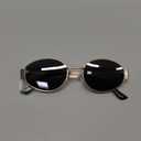 Retro Oval Sunglasses for Women Men Trendy Small Sun Glasses Classic Metal Frame Shades UV400 Protection (Gold Gray)