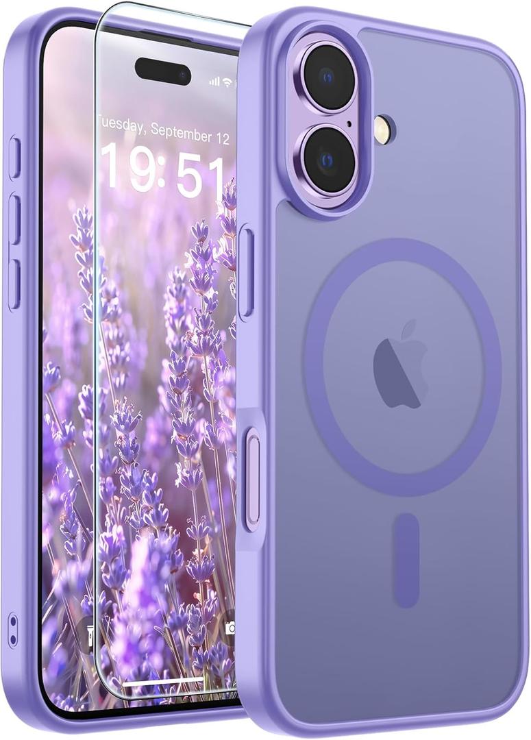 SUPFINE Magnetic for iPhone 17 Case (Compatible with MagSafe)(Military Grade Drop Protection) Translucent Matte Shockproof with Anti-Fingerprint Phone Cover 2025,Purple