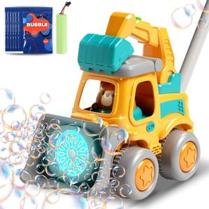 Bubble Machine Toddler Toys,CreatiMachi Engineering Vehicle Bubbles Lawn Mower Kids Toy,Ideal Gifts for 1,2,3 Year Old Boy,Girl,Baby Birthday,Grill,Rechargeable,Safe Summer Outdoor Toys,Yellow