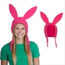 Pink Bunny Rabbit Ears Hat 2025 New Updated 100% Stand Up Hat Cosplay Costume Halloween Christmas Fleece Hats (Kids)