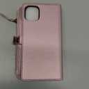 for iPhone 11 Wallet Case for Women, Support Wireless Charging with RFID Blocking Card Holder, Leather Zipper Detachable Magnetic Phone Case with Crossbody Strap Lanyard, Pink