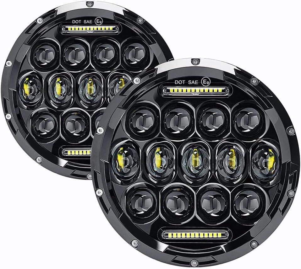 H6024 7 Inch Led Headlights with Daytime Running Light For Jeep Wrangler JK JKU CJ LJ TJ Chevy GMC Ford Dodge Mazda Miata Nissan Mack VW AM General Hummer H1 H2 Land Rover Defender Suzuki Samurai, 2 PC
