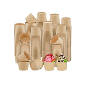 Ruisita 300 Packs Paper Ice Cream Cups 5 Ounce Disposable Soup Bowls Brown Dessert Bowls for Hot or Cold Food Party Supplies Treat Dessert Cups for Sundae Frozen Yogurt