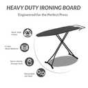 Ironing Board, Metal Mesh Panel Folding Iron Board with Retractable Iron Rest, Height Adjustable Iron Table with 4 Layered Cover & Pad, Heavy Duty & Large, 43"x13" Black