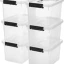 6 Quart Clear Storage Latch Box/Bins, 6-Pack Plastic Container with Latches and Lid