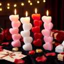 MTLEE 6 Pcs Mother's Day Taper Candles Heart Candle Sticks 6.5 Inch Tall Pink Red White Candlestick Pillar Soy Candles Mother's Day Birthday Gifts for Fireplace Home Table Decor Party Dinner Wedding