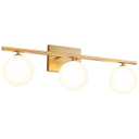 Bathroom Light Fixtures (3-Light, 24 in), Brushed Gold Vanity Lights with Milk Glass Shade, Bathroom Wall Lights for Mirror Bedroom Living Room Hallway